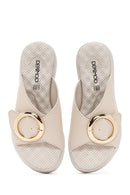 Kadın Krem Kalın Tabanlı Toka Detaylı Comfort Terlik | Derimod Kadın Krem Kalın Tabanlı Toka Detaylı Comfort Terlik | Derimod