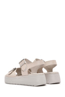 Kadın Krem Kalın Tabanlı Bilekten Bantlı Comfort Sandalet | Derimod Kadın Krem Kalın Tabanlı Bilekten Bantlı Comfort Sandalet | Derimod