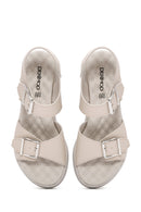 Kadın Krem Kalın Tabanlı Bilekten Bantlı Comfort Sandalet | Derimod Kadın Krem Kalın Tabanlı Bilekten Bantlı Comfort Sandalet | Derimod
