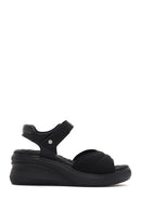 Women's Black Wedge Heel Ankle Strap Comfort Sandals | Derimod Women's Black Wedge Heel Ankle Strap Comfort Sandals | Derimod
