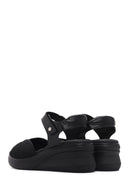 Women's Black Wedge Heel Ankle Strap Comfort Sandals | Derimod Women's Black Wedge Heel Ankle Strap Comfort Sandals | Derimod