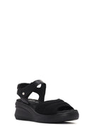 Women's Black Wedge Heel Ankle Strap Comfort Sandals | Derimod Women's Black Wedge Heel Ankle Strap Comfort Sandals | Derimod