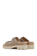 Kadın Vizon Çift Tokalı Kalın Tabanlı Süet Terlik | Derimod Kadın Vizon Çift Tokalı Kalın Tabanlı Süet Terlik | Derimod