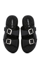 Women's Black Thick Soled Comfort Slippers | Derimod Women's Black Thick Soled Comfort Slippers | Derimod