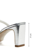 Kadın Gümüş Taşlı Topuklu Terlik | Derimod Kadın Gümüş Taşlı Topuklu Terlik | Derimod