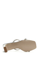 Kadın Gümüş Taşlı Topuklu Terlik | Derimod Kadın Gümüş Taşlı Topuklu Terlik | Derimod