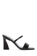 Women's Black Metallic Thin Heeled Slippers | Derimod Women's Black Metallic Thin Heeled Slippers | Derimod