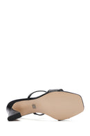 Women's Black Metallic Thin Heeled Slippers | Derimod Women's Black Metallic Thin Heeled Slippers | Derimod