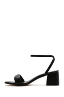 Women's Black Ankle Strap Thick Heeled Sandals | Derimod Women's Black Ankle Strap Thick Heeled Sandals | Derimod