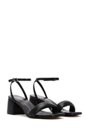Women's Black Ankle Strap Thick Heeled Sandals | Derimod Women's Black Ankle Strap Thick Heeled Sandals | Derimod