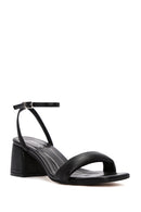 Women's Black Ankle Strap Thick Heeled Sandals | Derimod Women's Black Ankle Strap Thick Heeled Sandals | Derimod