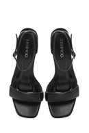 Women's Black Ankle Strap Thick Heeled Sandals | Derimod Women's Black Ankle Strap Thick Heeled Sandals | Derimod