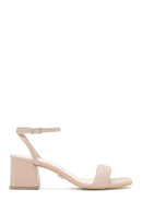 Women's Mink Ankle Strap Thick Heeled Sandals | Derimod Women's Mink Ankle Strap Thick Heeled Sandals | Derimod