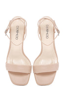 Women's Mink Ankle Strap Thick Heeled Sandals | Derimod Women's Mink Ankle Strap Thick Heeled Sandals | Derimod