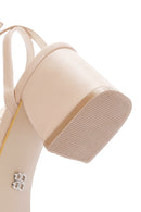 Women's Mink Ankle Strap Thick Heeled Sandals | Derimod Women's Mink Ankle Strap Thick Heeled Sandals | Derimod