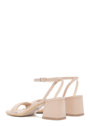 Women's Mink Ankle Strap Thick Heeled Sandals | Derimod Women's Mink Ankle Strap Thick Heeled Sandals | Derimod