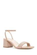 Women's Mink Ankle Strap Thick Heeled Sandals | Derimod Women's Mink Ankle Strap Thick Heeled Sandals | Derimod