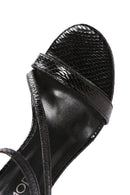 Kadın Siyah Bilekten Bantlı İnce Topuklu Sandalet | Derimod Kadın Siyah Bilekten Bantlı İnce Topuklu Sandalet | Derimod