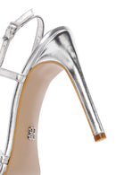 Kadın Gümüş Bilekten Bantlı İnce Topuklu Sandalet | Derimod Kadın Gümüş Bilekten Bantlı İnce Topuklu Sandalet | Derimod