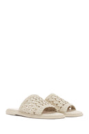 Women's Cream Knitted Slippers | Derimod Women's Cream Knitted Slippers | Derimod