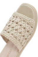 Women's Cream Knitted Slippers | Derimod Women's Cream Knitted Slippers | Derimod