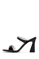 Kadın Siyah Topuklu Rugan Terlik | Derimod Kadın Siyah Topuklu Rugan Terlik | Derimod