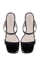 Kadın Siyah Topuklu Rugan Terlik | Derimod Kadın Siyah Topuklu Rugan Terlik | Derimod