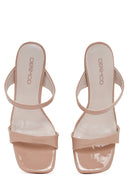 Women's Pink Heeled Patent Leather Slippers | Derimod Women's Pink Heeled Patent Leather Slippers | Derimod