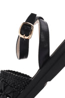 Kadın Siyah Bilekten Bantlı Sandalet | Derimod Kadın Siyah Bilekten Bantlı Sandalet | Derimod