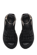 Kadın Siyah Bilekten Bantlı Sandalet | Derimod Kadın Siyah Bilekten Bantlı Sandalet | Derimod