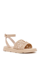 Kadın Krem Bilekten Bantlı Sandalet | Derimod Kadın Krem Bilekten Bantlı Sandalet | Derimod