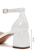 Women's White Ankle Strap Heeled Patent Leather Shoes | Derimod Women's White Ankle Strap Heeled Patent Leather Shoes | Derimod