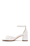 Women's White Ankle Strap Heeled Patent Leather Shoes | Derimod Women's White Ankle Strap Heeled Patent Leather Shoes | Derimod