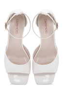 Women's White Ankle Strap Heeled Patent Leather Shoes | Derimod Women's White Ankle Strap Heeled Patent Leather Shoes | Derimod