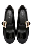 Women's Black Stoned Patent Leather Ballerinas | Derimod Women's Black Stoned Patent Leather Ballerinas | Derimod