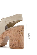 Women's Beige Ankle Strap Platform Heeled Suede Sandals | Derimod Women's Beige Ankle Strap Platform Heeled Suede Sandals | Derimod