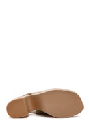 Women's Beige Ankle Strap Platform Heeled Suede Sandals | Derimod Women's Beige Ankle Strap Platform Heeled Suede Sandals | Derimod