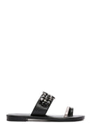 Women's Black Stone Flip Flops | Derimod Women's Black Stone Flip Flops | Derimod