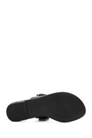 Women's Black Stone Flip Flops | Derimod Women's Black Stone Flip Flops | Derimod