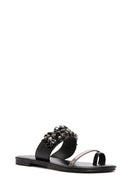 Women's Black Stone Flip Flops | Derimod Women's Black Stone Flip Flops | Derimod