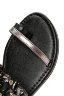 Women's Black Stone Flip Flops | Derimod Women's Black Stone Flip Flops | Derimod