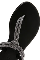 Kadın Siyah Bilekten Bantlı Parmak Arası Taşlı Sandalet | Derimod Kadın Siyah Bilekten Bantlı Parmak Arası Taşlı Sandalet | Derimod