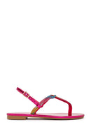 Kadın Çok Renkli Bilekten Bantlı Parmak Arası Taşlı Sandalet | Derimod Kadın Çok Renkli Bilekten Bantlı Parmak Arası Taşlı Sandalet | Derimod