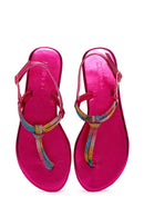 Kadın Çok Renkli Bilekten Bantlı Parmak Arası Taşlı Sandalet | Derimod Kadın Çok Renkli Bilekten Bantlı Parmak Arası Taşlı Sandalet | Derimod