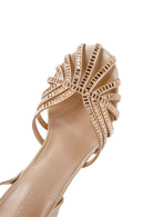 Kadın Bej Bilekten Bantlı Taşlı İnce Topuklu Sandalet | Derimod Kadın Bej Bilekten Bantlı Taşlı İnce Topuklu Sandalet | Derimod