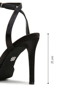 Women's Black Ankle Strap Stone Thin Heel Sandals | Derimod Women's Black Ankle Strap Stone Thin Heel Sandals | Derimod