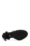 Women's Black Ankle Strap Stone Thin Heel Sandals | Derimod Women's Black Ankle Strap Stone Thin Heel Sandals | Derimod