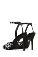 Women's Black Ankle Strap Stone Thin Heel Sandals | Derimod Women's Black Ankle Strap Stone Thin Heel Sandals | Derimod