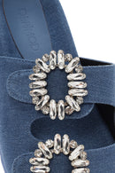 Women's Blue Stone Fabric Slippers | Derimod Women's Blue Stone Fabric Slippers | Derimod