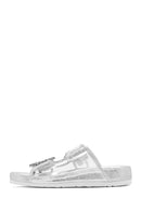 Women's Transparent Double Buckle Stone Slippers | Derimod Women's Transparent Double Buckle Stone Slippers | Derimod